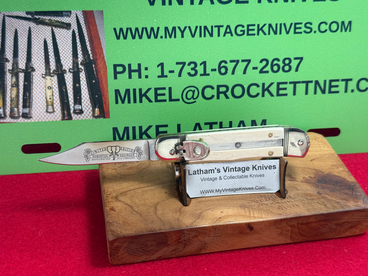 HUBERTUS SOLINGEN GERMANY 2010 LEVER AUTOMATIC SMALL LITTLEFOOT LIMITED EDITION IVORY 8.5 CM GERMAN AUTOMATIC KNIFE IVORY HANDLES