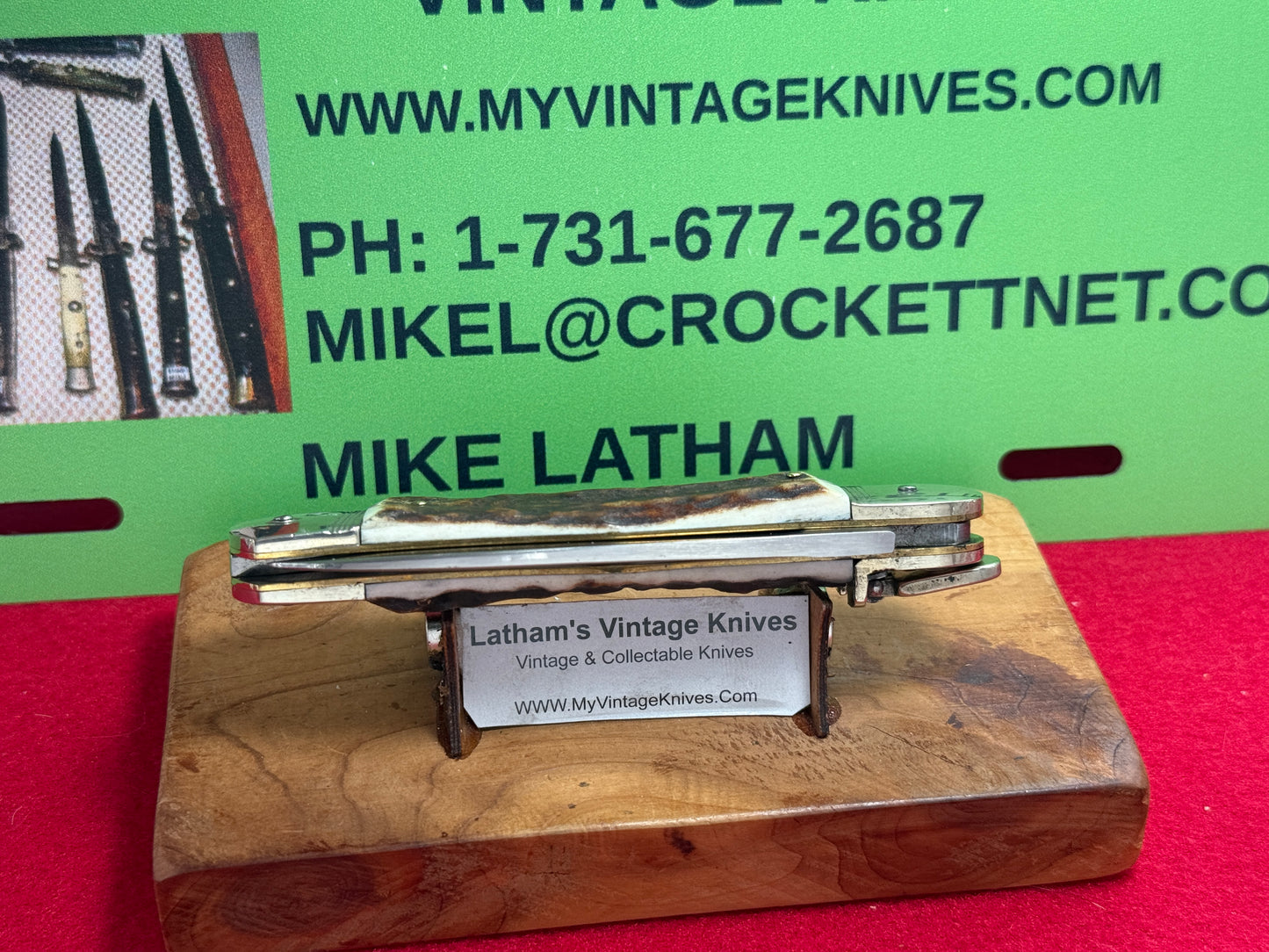 HUBERTUS SOLINGEN GERMANY 2005-2010 LEVER AUTOMATIC 11 CM GERMAN AUTOMATIC KNIFE STAG HANDLES
