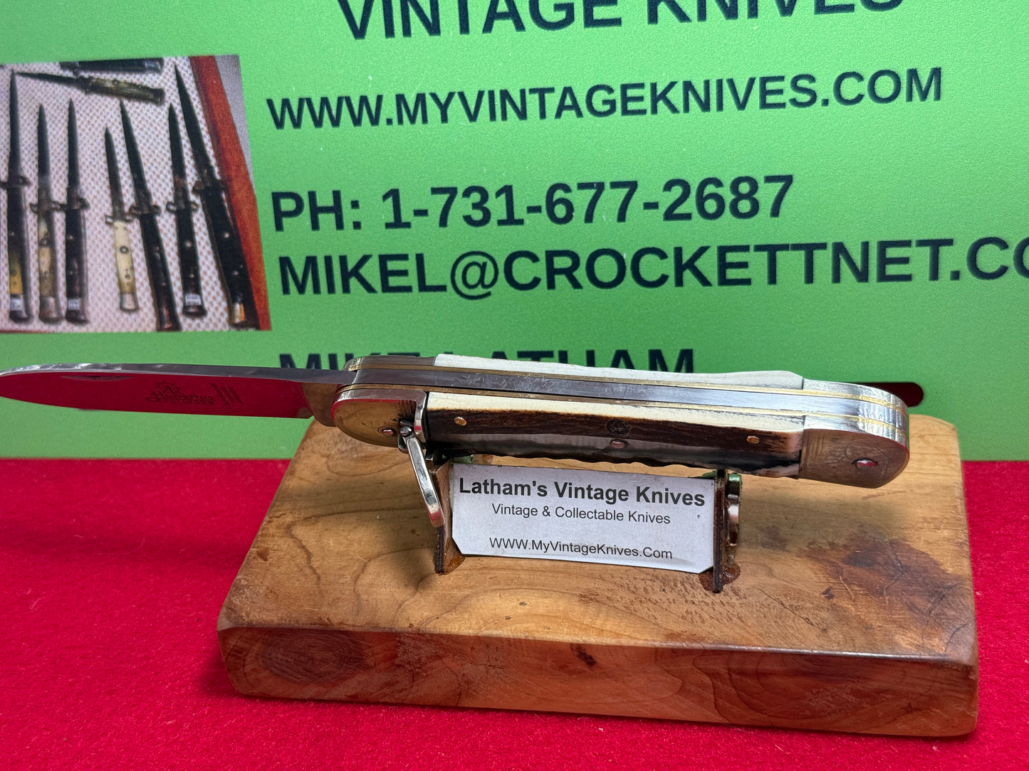 HUBERTUS SOLINGEN GERMANY 2005-2010 LEVER AUTOMATIC 11 CM GERMAN AUTOMATIC KNIFE STAG HANDLES