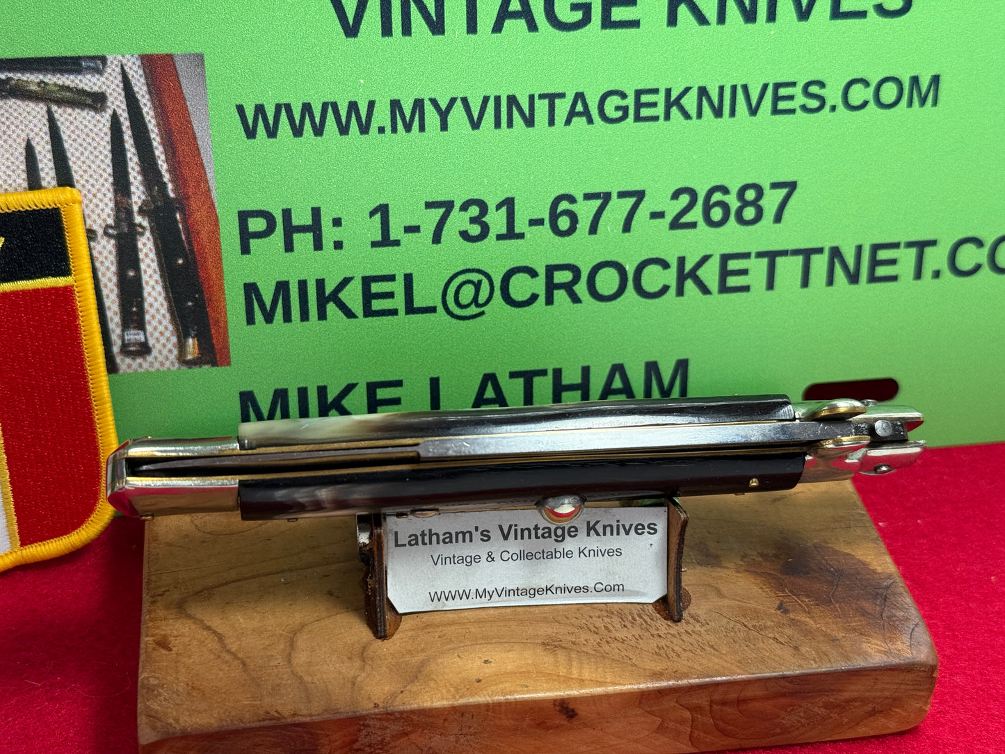M. ITALY INOX IN CIRCLE 1958-60 PICK LOCK STILETTO 28 CM ITALIAN AUTOMATIC KNIFE BUFFALO HORN HANDLES
