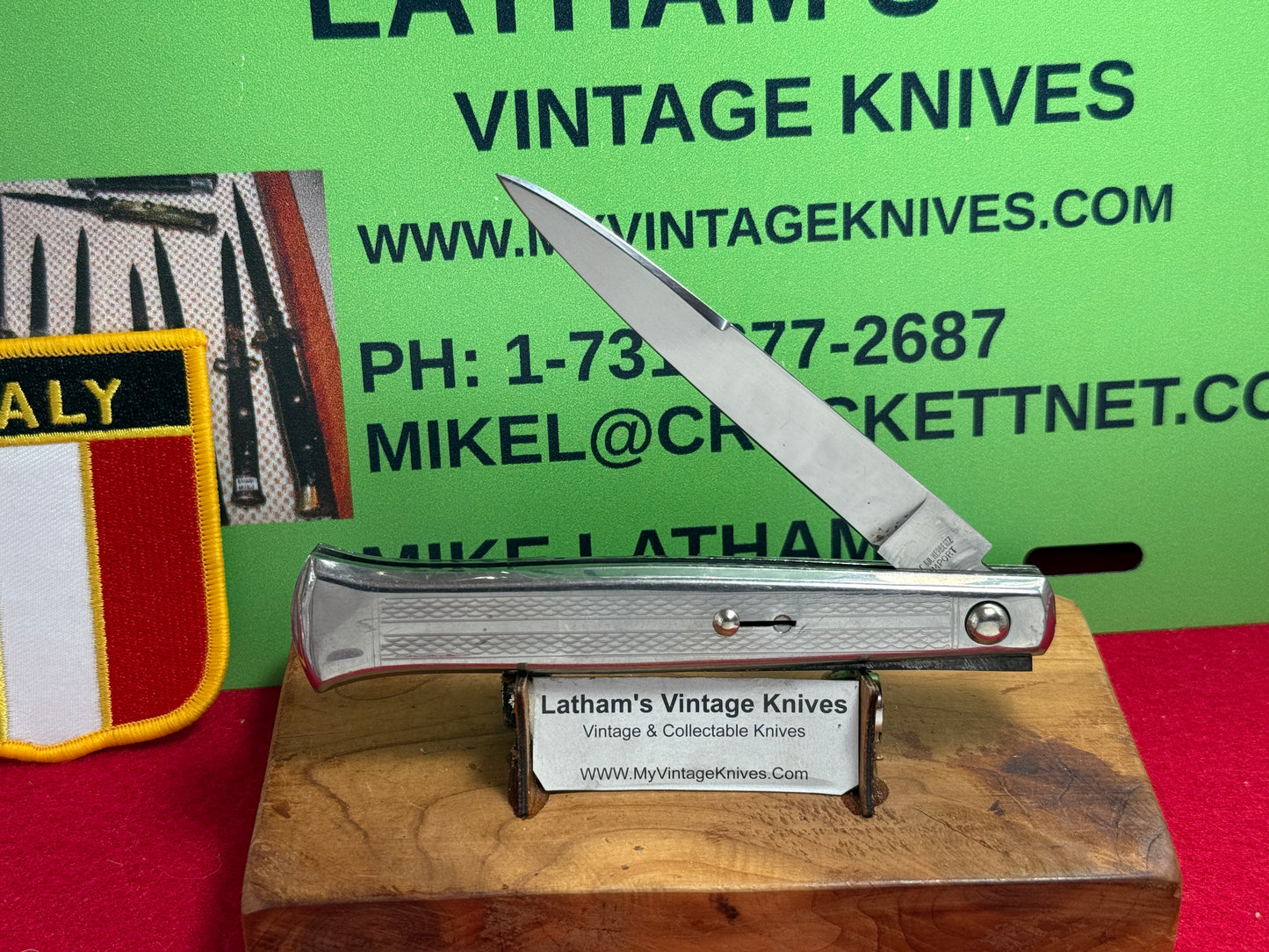 C. JUL HERBERTZ IMPORT PATENT ROSTFREI 1964-68 BO/BC SLIM ITALIAN AUTOMATIC KNIFE ALL METAL HANDLES