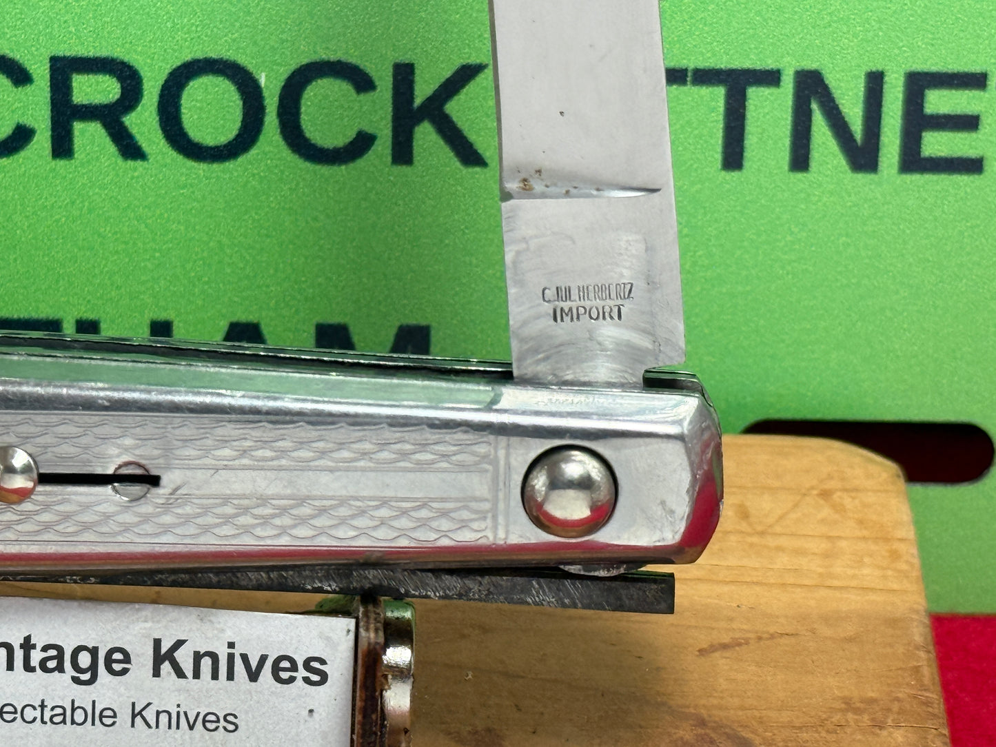 C. JUL HERBERTZ IMPORT PATENT ROSTFREI 1964-68 BO/BC SLIM ITALIAN AUTOMATIC KNIFE ALL METAL HANDLES