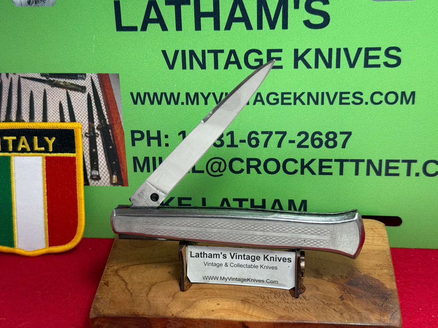 C. JUL HERBERTZ IMPORT PATENT ROSTFREI 1964-68 BO/BC SLIM ITALIAN AUTOMATIC KNIFE ALL METAL HANDLES
