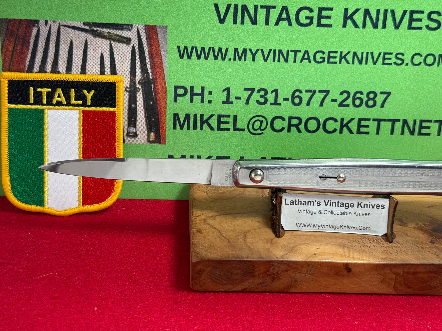 C. JUL HERBERTZ IMPORT PATENT ROSTFREI 1964-68 BO/BC SLIM ITALIAN AUTOMATIC KNIFE ALL METAL HANDLES
