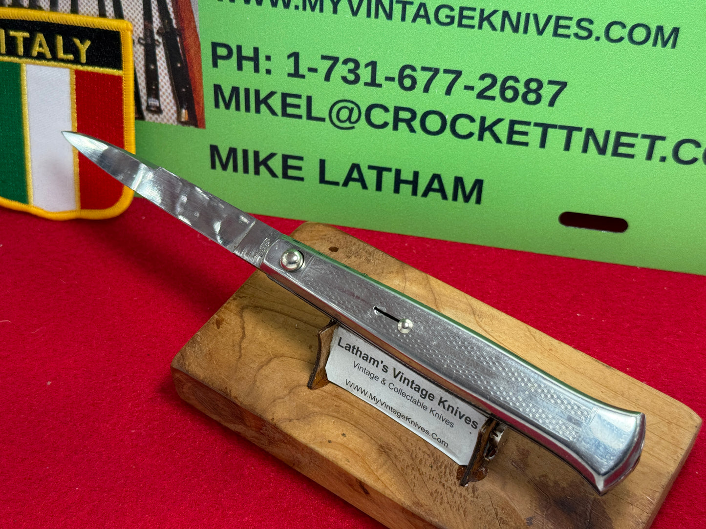 C. JUL HERBERTZ IMPORT PATENT ROSTFREI 1964-68 BO/BC SLIM ITALIAN AUTOMATIC KNIFE ALL METAL HANDLES