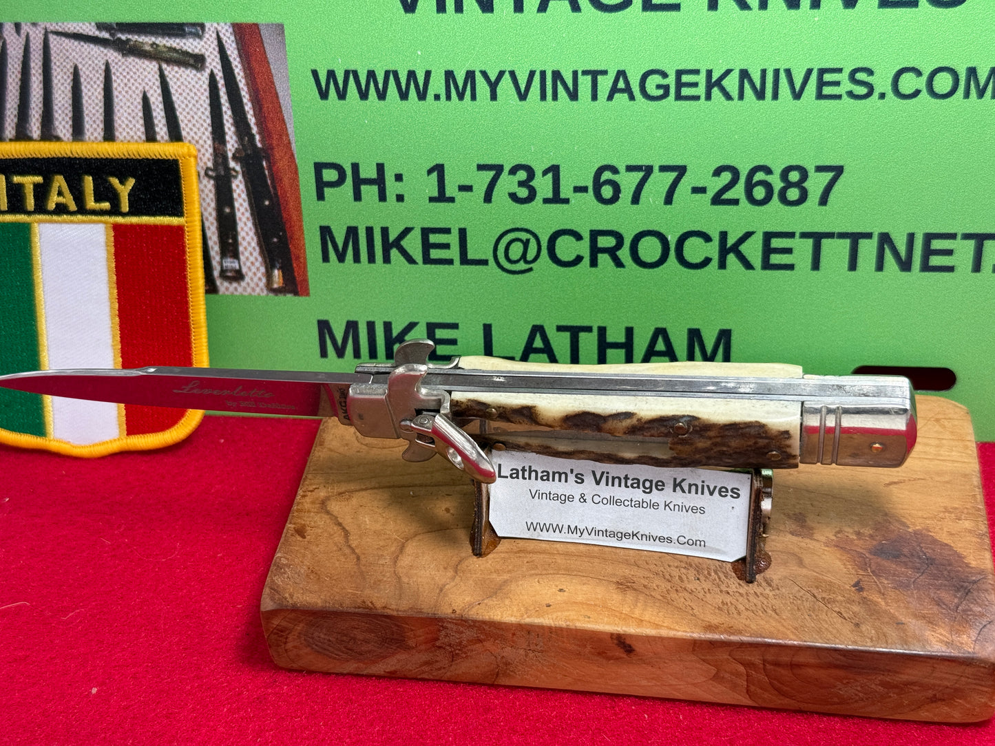 AKC ITALY 2005-2010 LEVER AUTOMATIC LEVERLETTO ITALIAN AUTOMATIC KNIFE STAG HANDLES