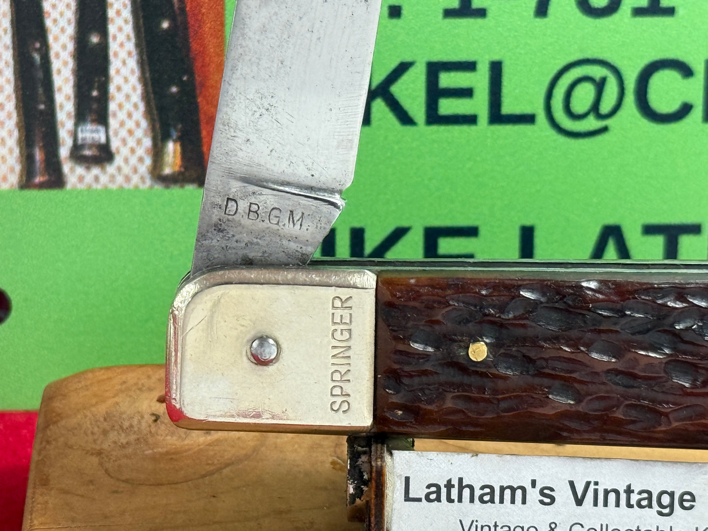 SOLINGEN D.R.G.M. PATENT 1955-65 SLIDE BUTTON RELEASE--RARE GERMAN AUTOMATIC KNIFE BONE HANDLES