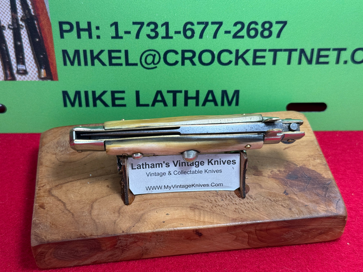 STERILE "UNSTAMPED" MANIAGO ITALY 1930-35 PICK LOCK FLAT GUARD STILETTO 20 CM ITALIAN AUTOMATIC KNIFE BRAZILIAN HORN HANDLES