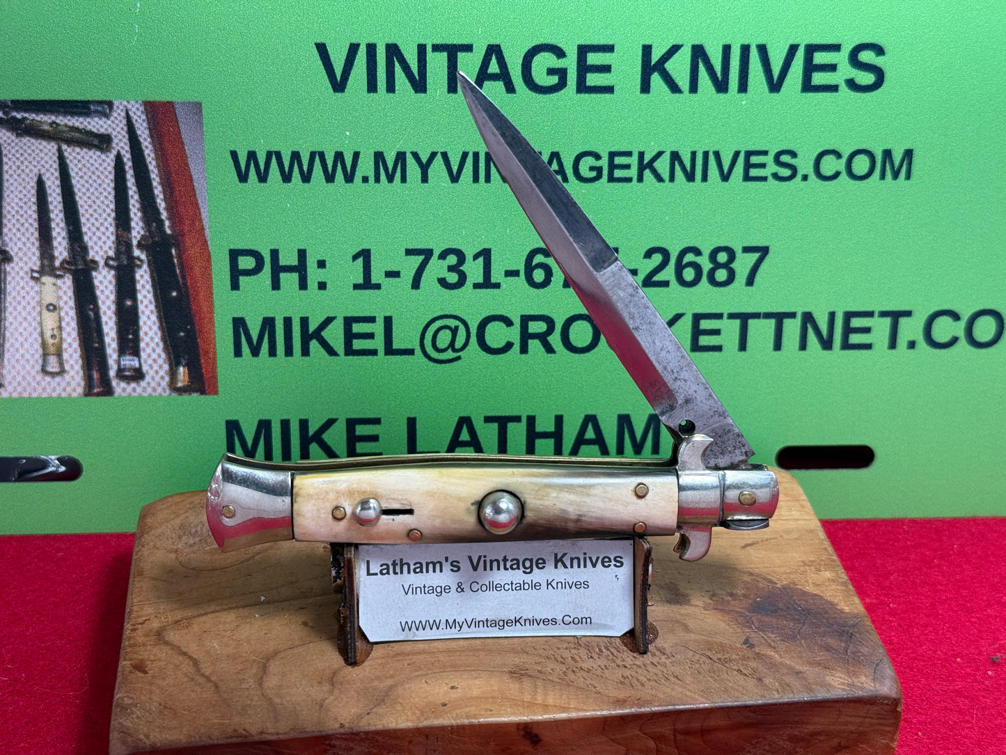 STERILE "UNSTAMPED" MANIAGO ITALY 1930-35 PICK LOCK FLAT GUARD STILETTO 20 CM ITALIAN AUTOMATIC KNIFE BRAZILIAN HORN HANDLES