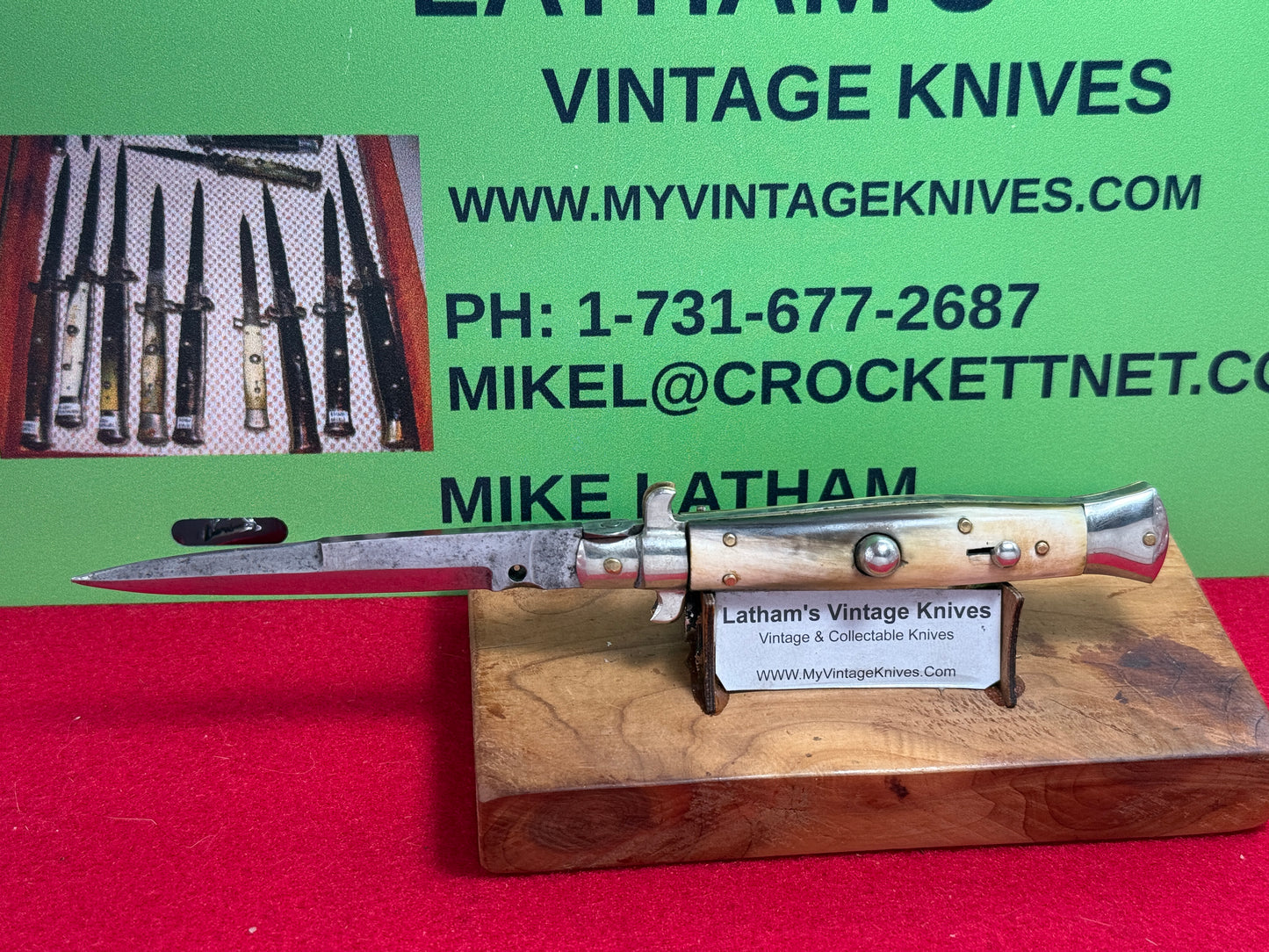 STERILE "UNSTAMPED" MANIAGO ITALY 1930-35 PICK LOCK FLAT GUARD STILETTO 20 CM ITALIAN AUTOMATIC KNIFE BRAZILIAN HORN HANDLES