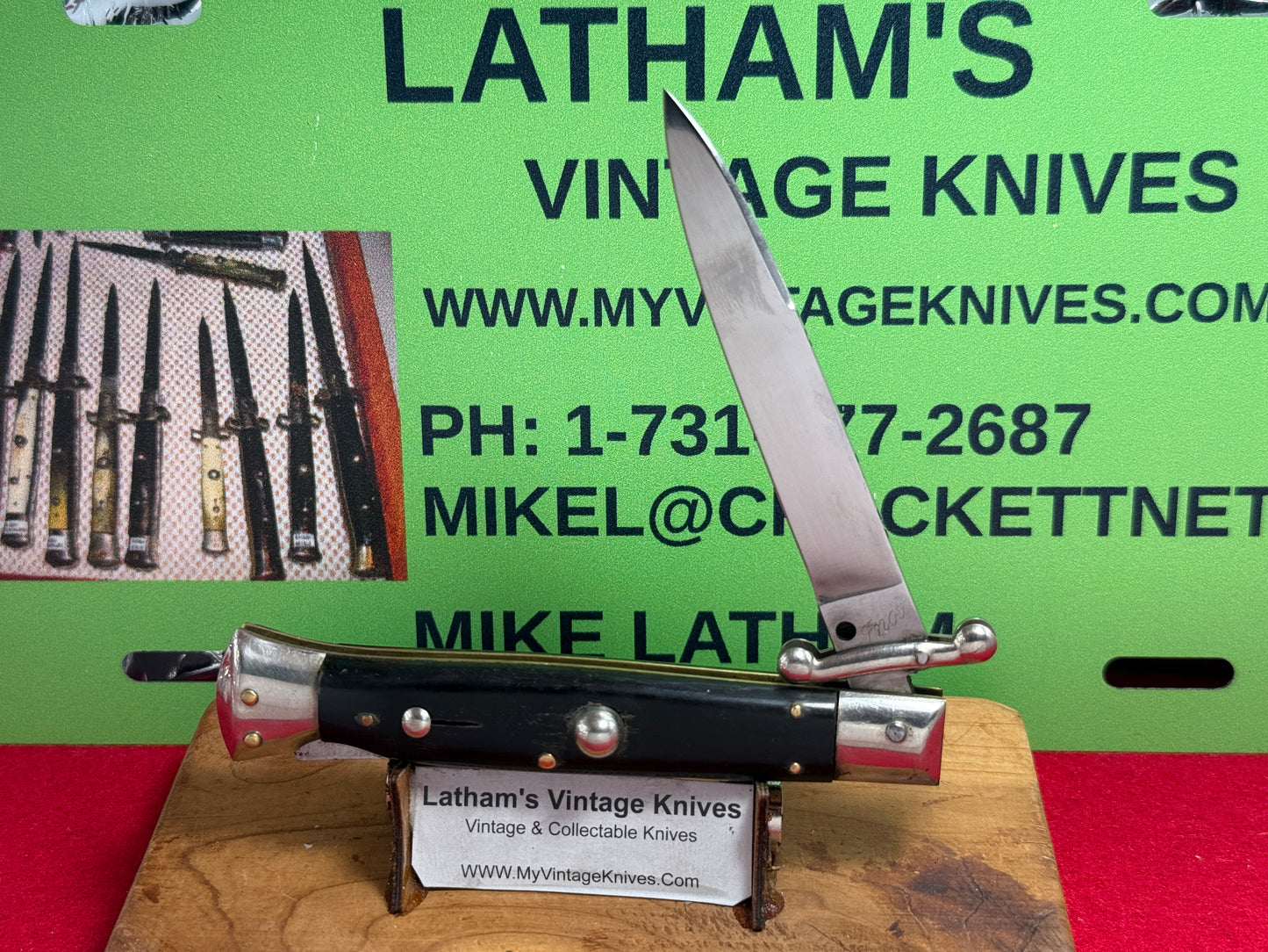 INOX PATENT ITALY 1960-65 SWING GUARD LOCK BACK 20 CM ITALIAN AUTOMATIC KNIFE BUFFALO HORN HANDLES