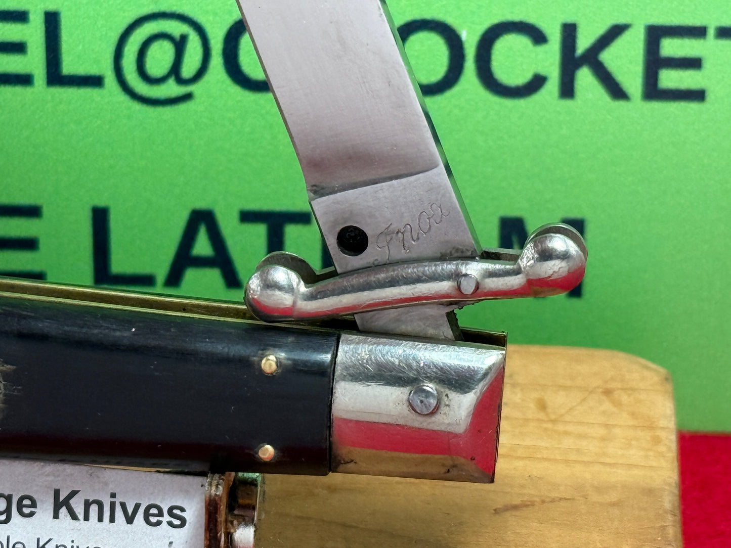 INOX PATENT ITALY 1960-65 SWING GUARD LOCK BACK 20 CM ITALIAN AUTOMATIC KNIFE BUFFALO HORN HANDLES