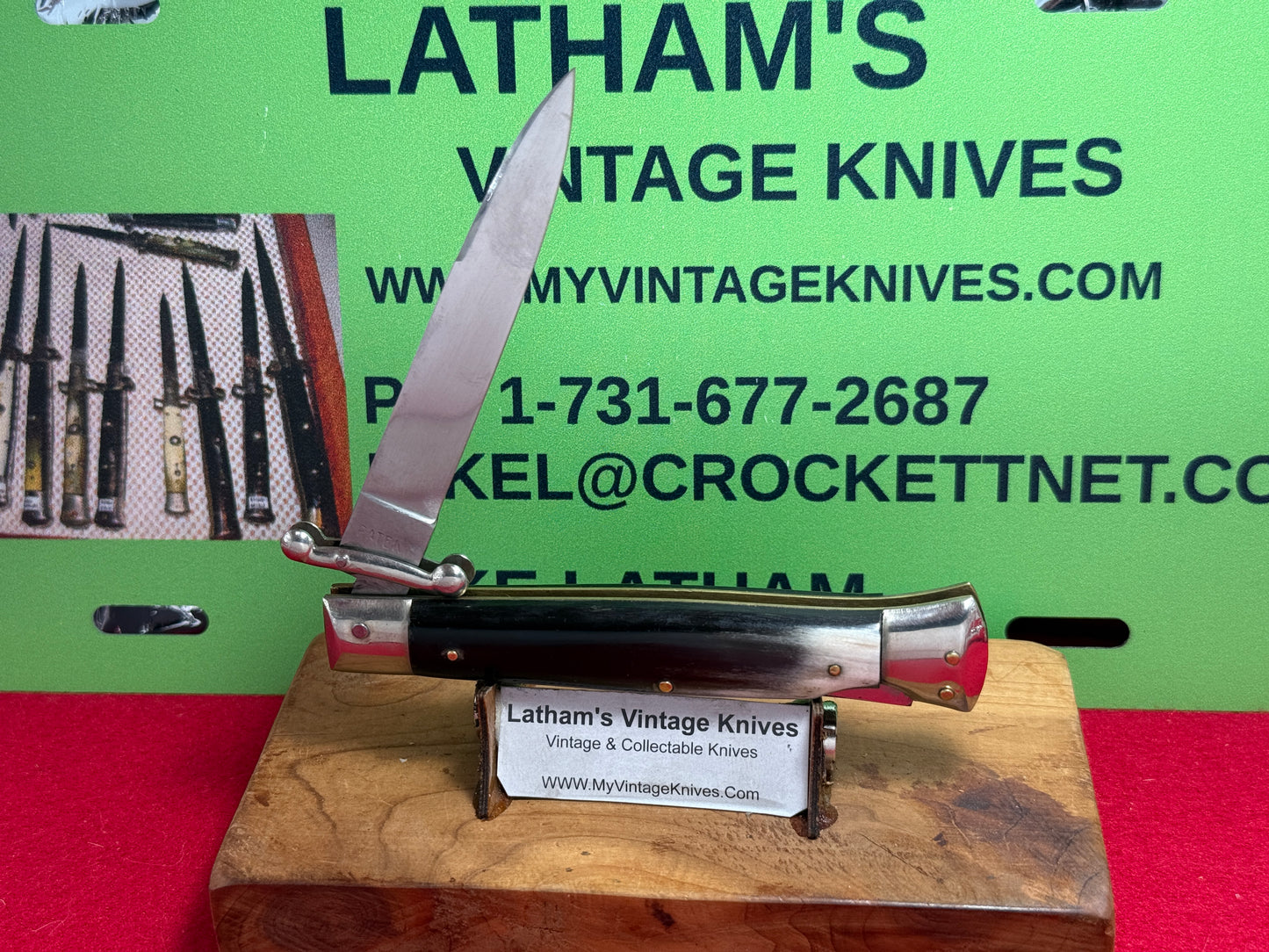INOX PATENT ITALY 1960-65 SWING GUARD LOCK BACK 20 CM ITALIAN AUTOMATIC KNIFE BUFFALO HORN HANDLES
