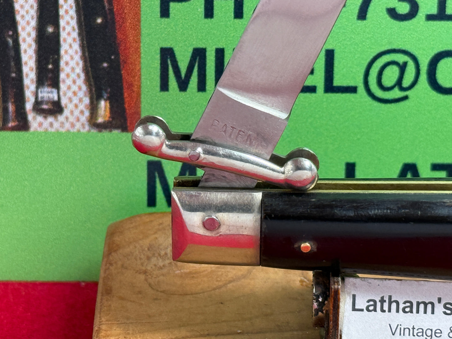 INOX PATENT ITALY 1960-65 SWING GUARD LOCK BACK 20 CM ITALIAN AUTOMATIC KNIFE BUFFALO HORN HANDLES