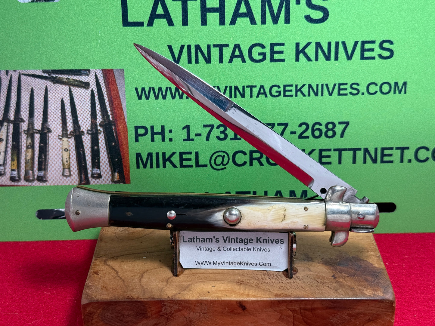 INOX ITALY 1955-59 PICK LOCK STILETTO 28 CM ITALIAN AUTOMATIC KNIFE BRAZILIAN HORN HANDLES