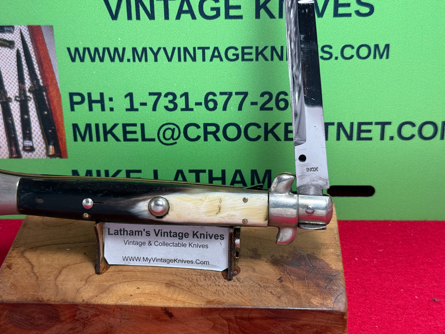 INOX ITALY 1955-59 PICK LOCK STILETTO 28 CM ITALIAN AUTOMATIC KNIFE BRAZILIAN HORN HANDLES