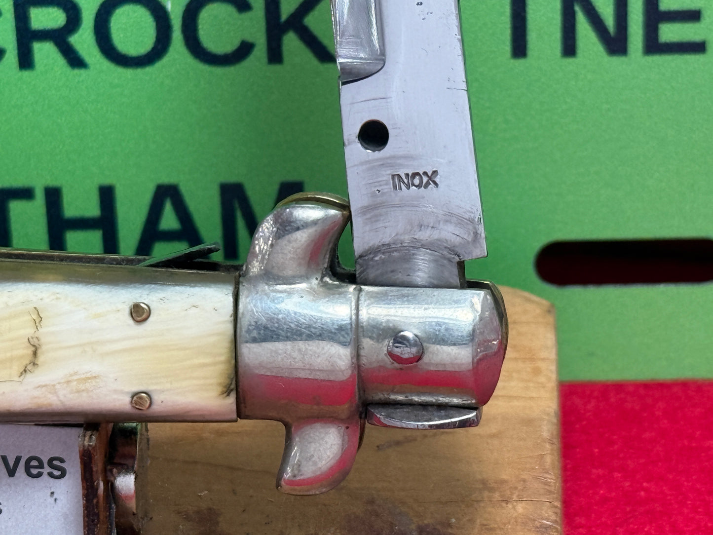 INOX ITALY 1955-59 PICK LOCK STILETTO 28 CM ITALIAN AUTOMATIC KNIFE BRAZILIAN HORN HANDLES