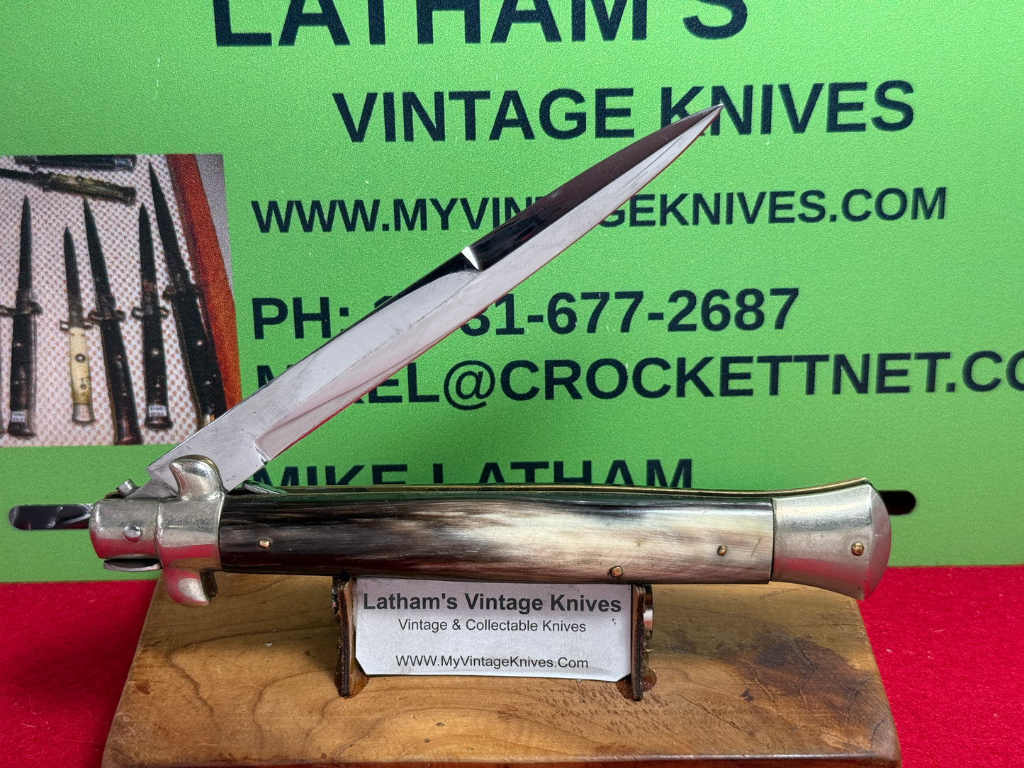 INOX ITALY 1955-59 PICK LOCK STILETTO 28 CM ITALIAN AUTOMATIC KNIFE BRAZILIAN HORN HANDLES
