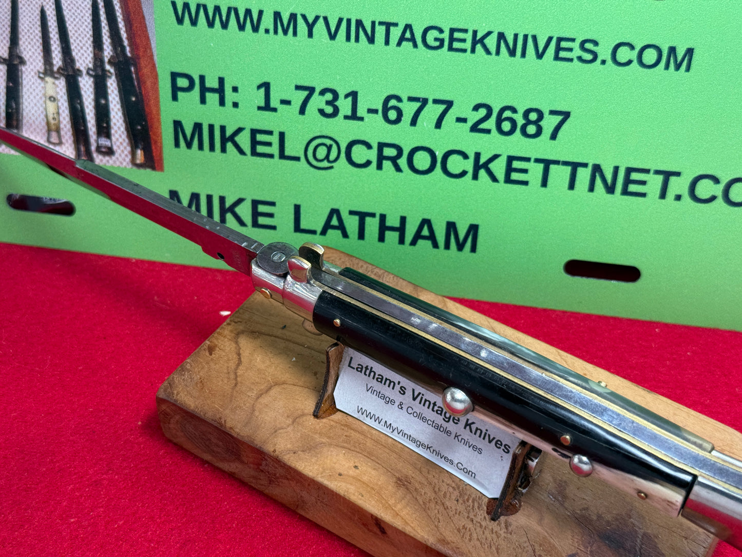 LATAMA ITALY BOX STAMP 1950-56 PICK LOCK STILETTO 28 CM ITALIAN AUTOMATIC KNIFE BRAZILIAN HORN HANDLES