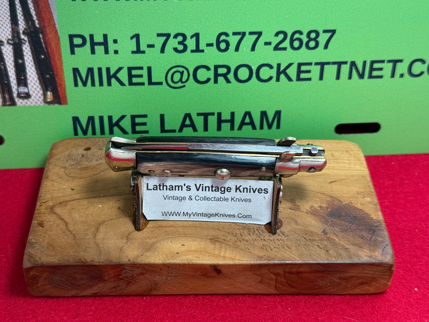 TARRY LEVIGNE IMPORT INOX LIZARD ITALY 1964-68 TRANSITIONAL SWIVEL BOLSTER STILETTO 16 CM ITALIAN AUTOMATIC KNIFE BUFFALO HORN HANDLES