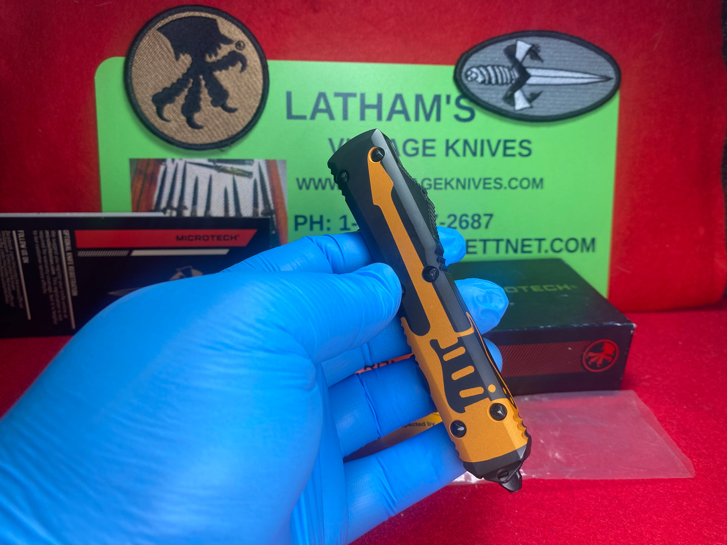 MICROTECH ULTRATECH D/E OTF 05/2021  NCKS EXCLUSIVE STANDARD 122-1 NCKS LIMITED EDITION S/N 045 TACTICAL AUTOMATIC KNIFE GUITAR ORANGE ON HANDLES