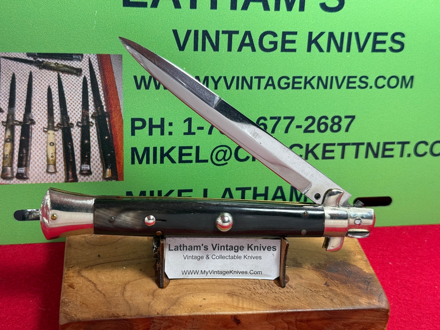 EIG CUTLERY ITALY 1950-56 PICK LOCK STILETTO 28 CM ITALIAN AUTOMATIC KNIFE BUFFALO HORN HANDLES