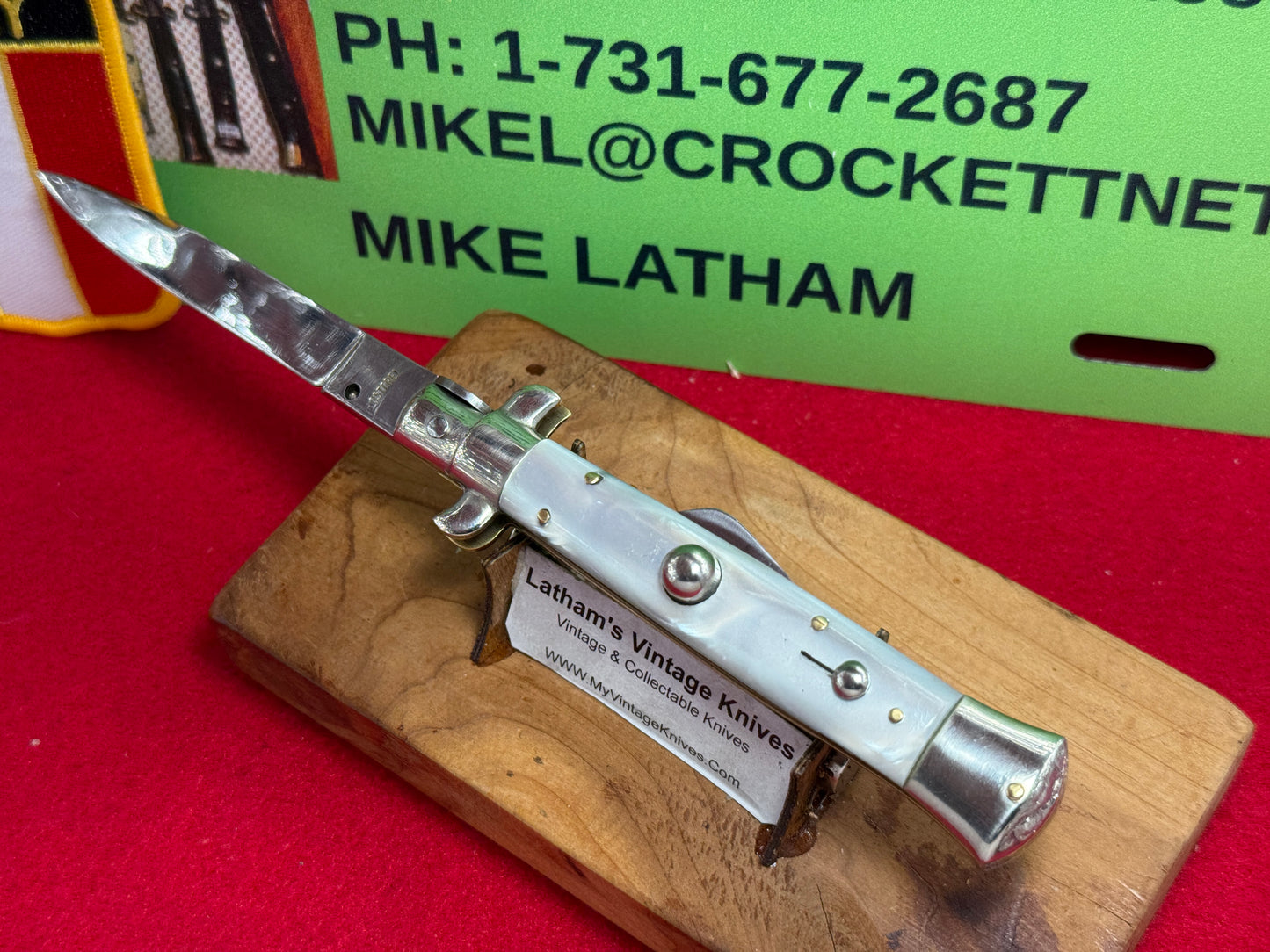 ROSTFREI PATENT ITALY 1964-68 HUMPBACK LOCK BO/BC STILETTO COIL SPRING 20 CM ITALIAN AUTOMATIC KNIFE PEARLEX HANDLES