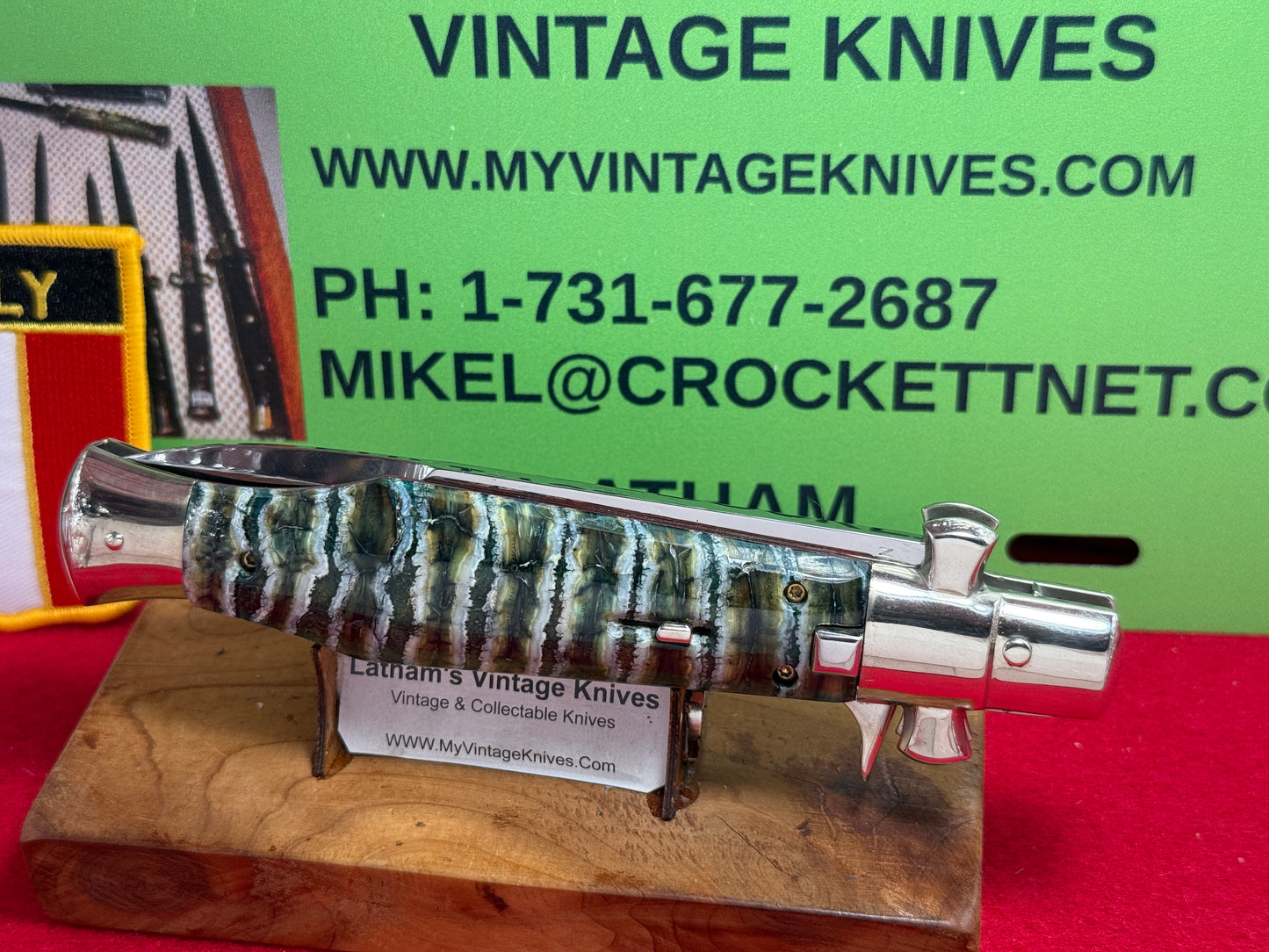 A.G.A. CAMPOLIN MANIAGO ITALY 2020 BLACK WIDOW FULCRUM RELEASE ITALIAN AUTOMATIC KNIFE CUSTOM MAMMOTH MOLAR HANDLES
