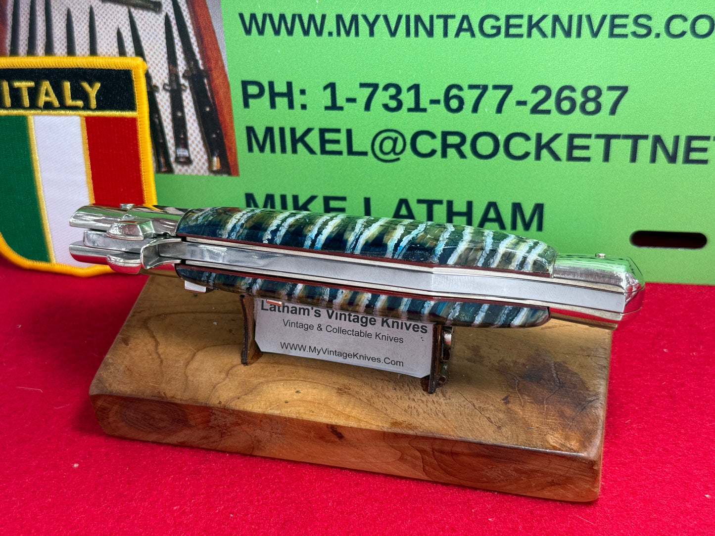 A.G.A. CAMPOLIN MANIAGO ITALY 2020 BLACK WIDOW FULCRUM RELEASE ITALIAN AUTOMATIC KNIFE CUSTOM MAMMOTH MOLAR HANDLES