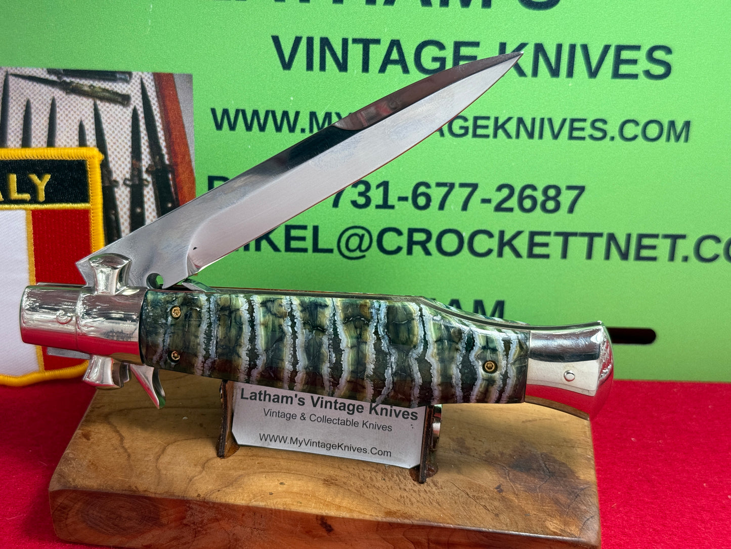 A.G.A. CAMPOLIN MANIAGO ITALY 2020 BLACK WIDOW FULCRUM RELEASE ITALIAN AUTOMATIC KNIFE CUSTOM MAMMOTH MOLAR HANDLES