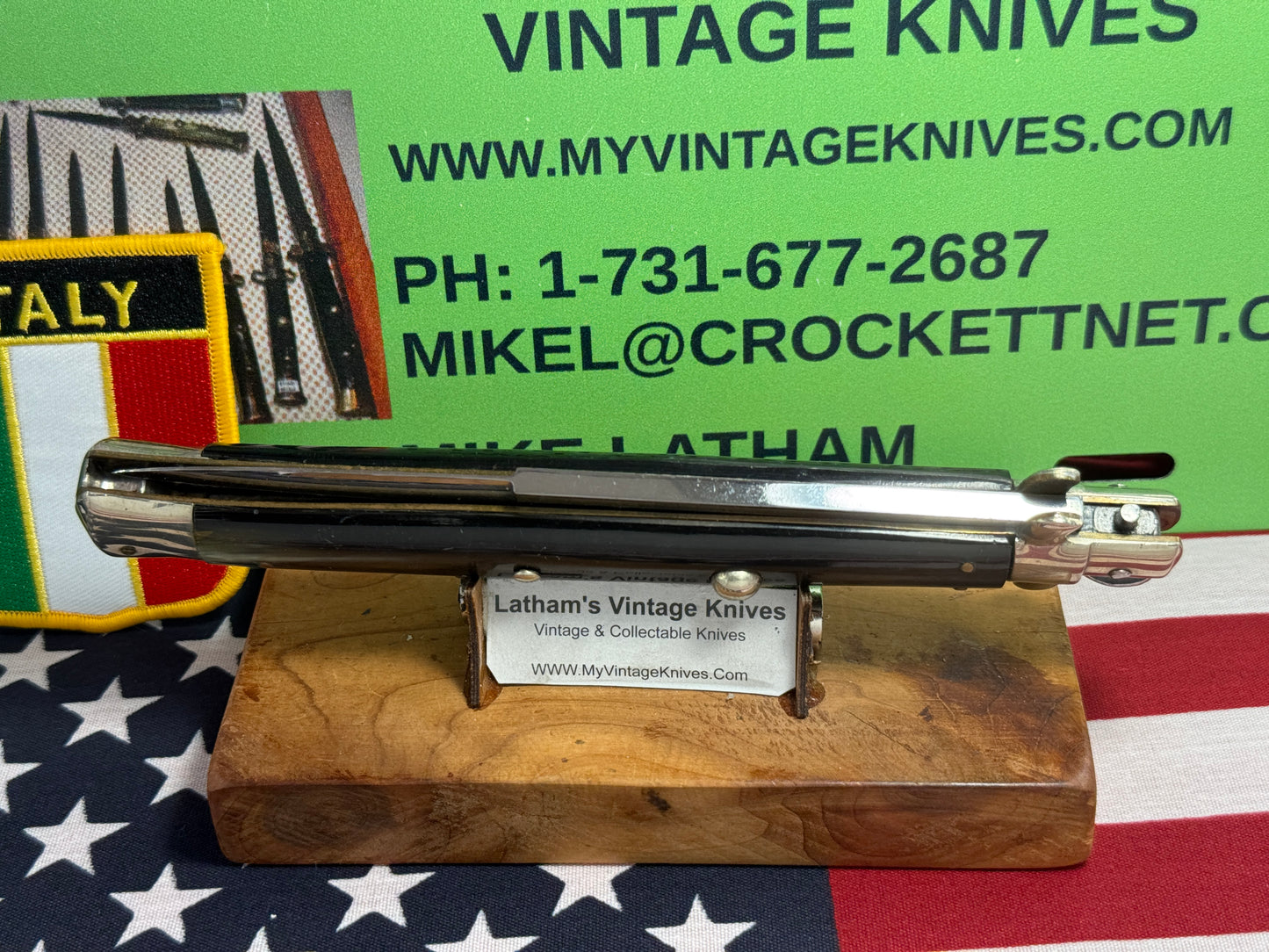 ROSCO MADE IN ITALY 1950-56 PICK LOCK STILETTO 33 CM ITALIAN AUTOMATIC KNIFE BUFFALO HORN HANDLES