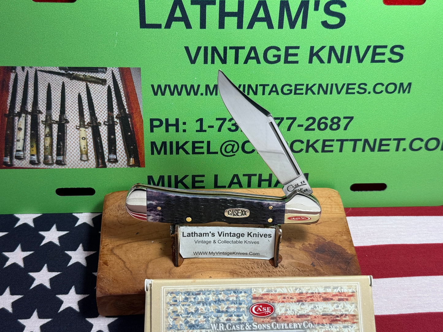 CASE XX USA 2 DOT 1998 61549 LSS COPPERLOCK CUSTOM AUTOMATIC KNIFE DOUBLE ACTION AMERICAN AUTOMATIC KNIFE PURPLE BONE HANDLES LIMITED EDTION 1 OF 1.