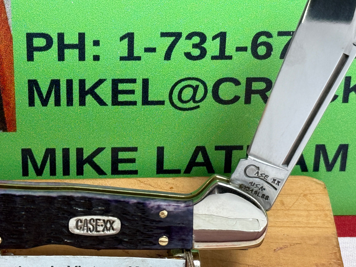 CASE XX USA 2 DOT 1998 61549 LSS COPPERLOCK CUSTOM AUTOMATIC KNIFE DOUBLE ACTION AMERICAN AUTOMATIC KNIFE PURPLE BONE HANDLES LIMITED EDTION 1 OF 1.