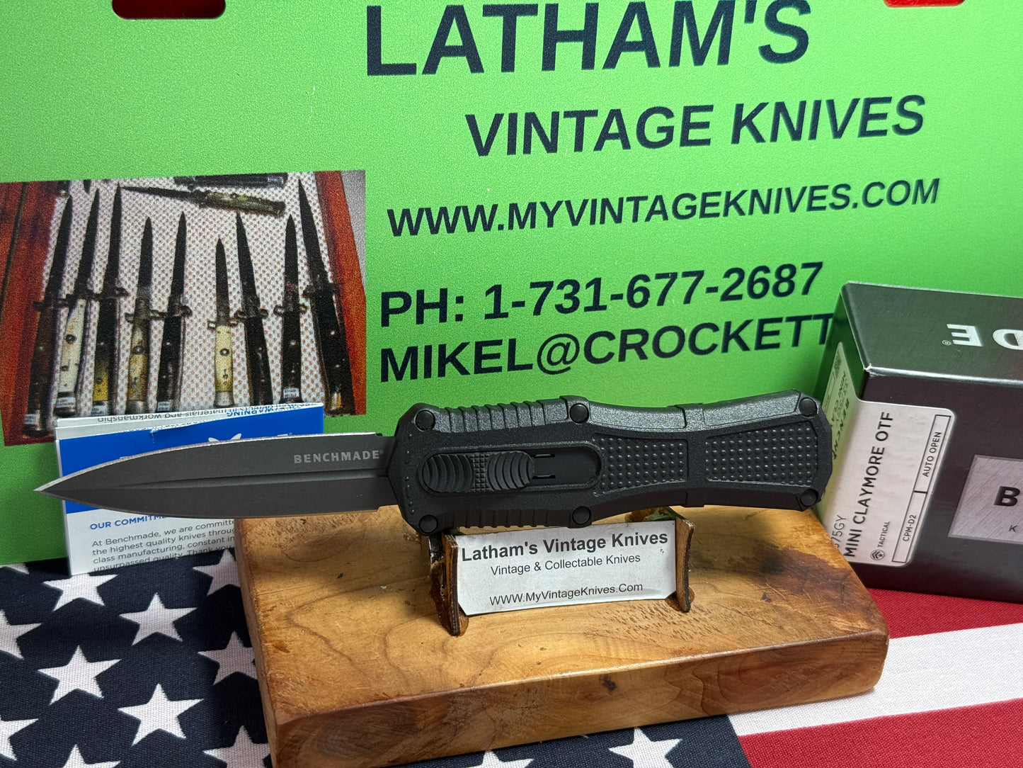BENCHMADE USA 2024 OTF MINI CLAYMORE FIRST PRODUCTION 3375GY TACTICAL AUTOMATIC KNIFE BLACK COMPOSIT HANDLES