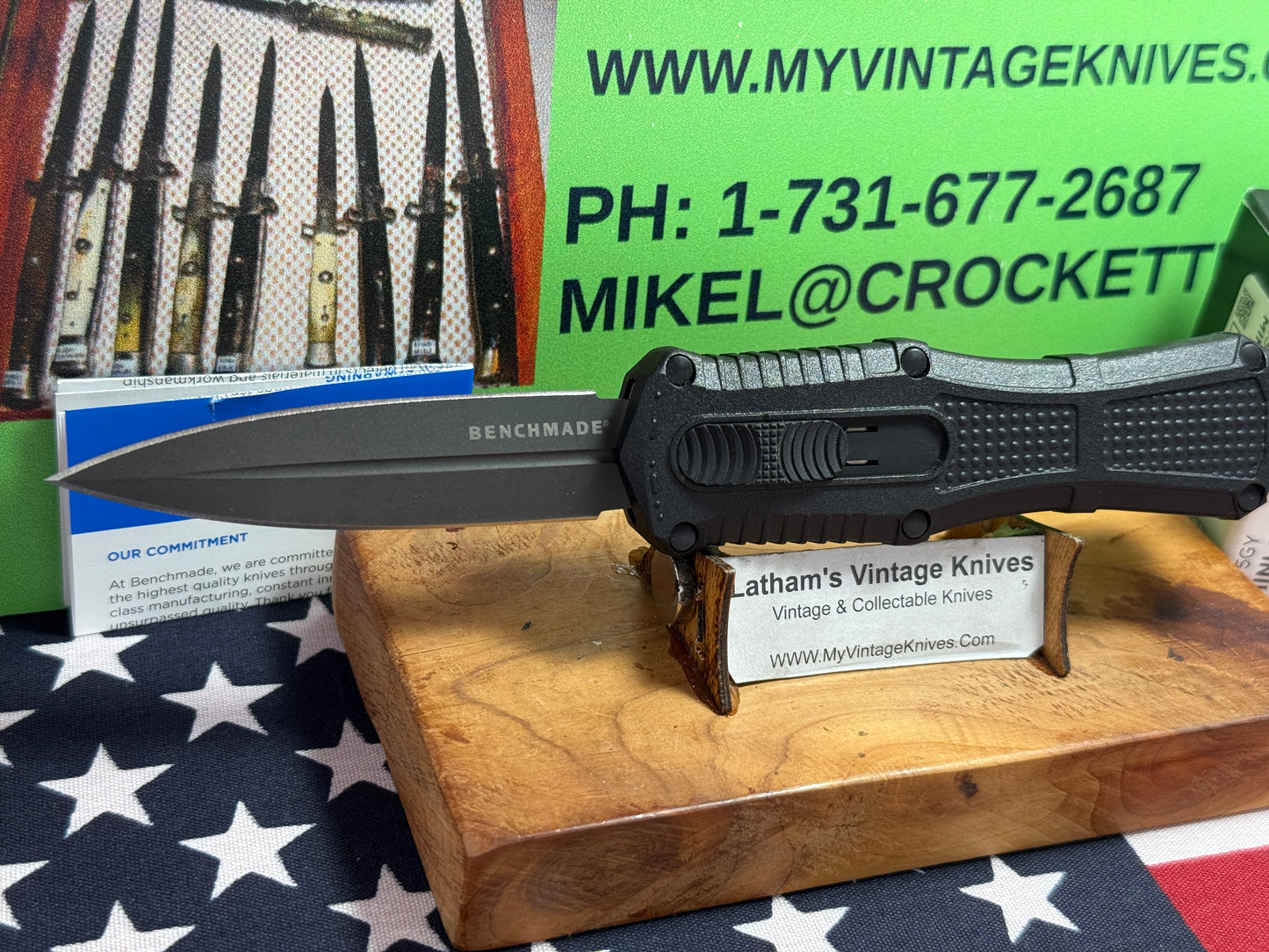 BENCHMADE USA 2024 OTF MINI CLAYMORE FIRST PRODUCTION 3375GY TACTICAL AUTOMATIC KNIFE BLACK COMPOSIT HANDLES