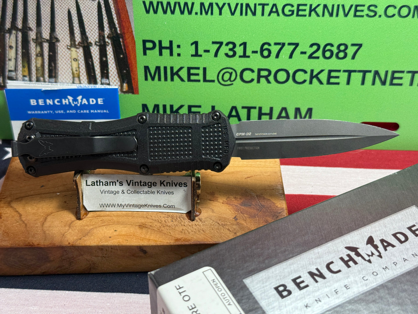 BENCHMADE USA 2024 OTF MINI CLAYMORE FIRST PRODUCTION 3375GY TACTICAL AUTOMATIC KNIFE BLACK COMPOSIT HANDLES