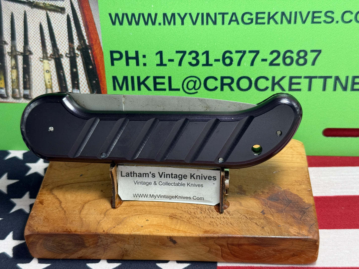 OCHS, CHARLES OR MILLER, RON "STERILE" 1995-99 CUSTOM AUTOMATIC KNIFE LARGE NAVY SEAL MILITARY TACTICAL AUTOMAITC KNFIE BLACK METAL HANDLES
