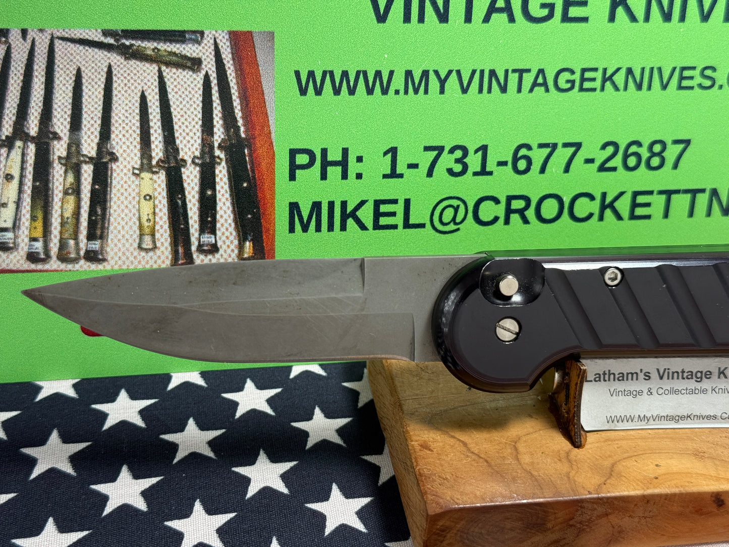 OCHS, CHARLES OR MILLER, RON "STERILE" 1995-99 CUSTOM AUTOMATIC KNIFE LARGE NAVY SEAL MILITARY TACTICAL AUTOMAITC KNFIE BLACK METAL HANDLES