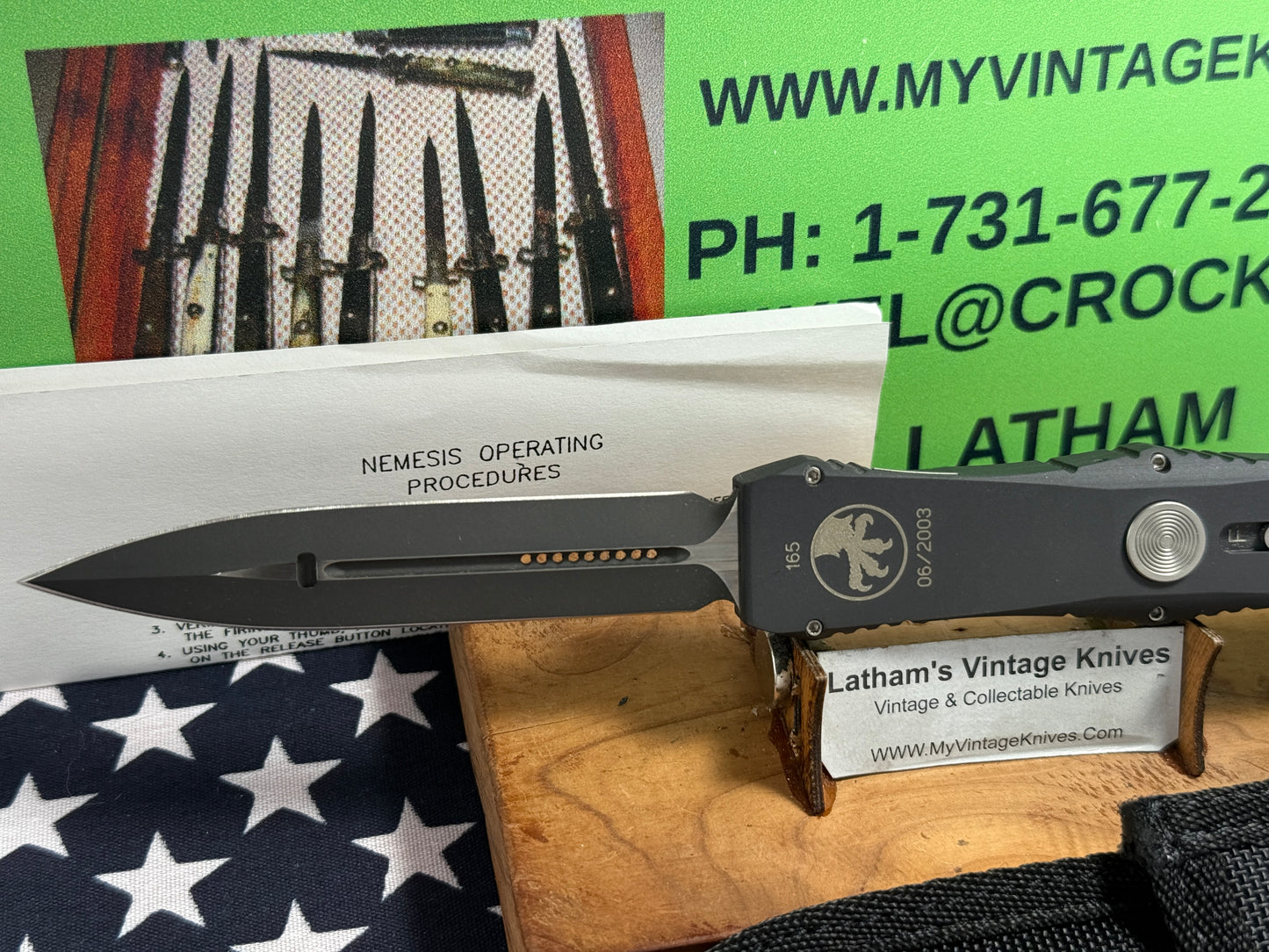 MICROTECH USA 06/2003 NEMESIS II OTF SINGLE ACTION VERO BEACH FL TACTICAL AUTOMATIC KNIFE METAL HANDLES