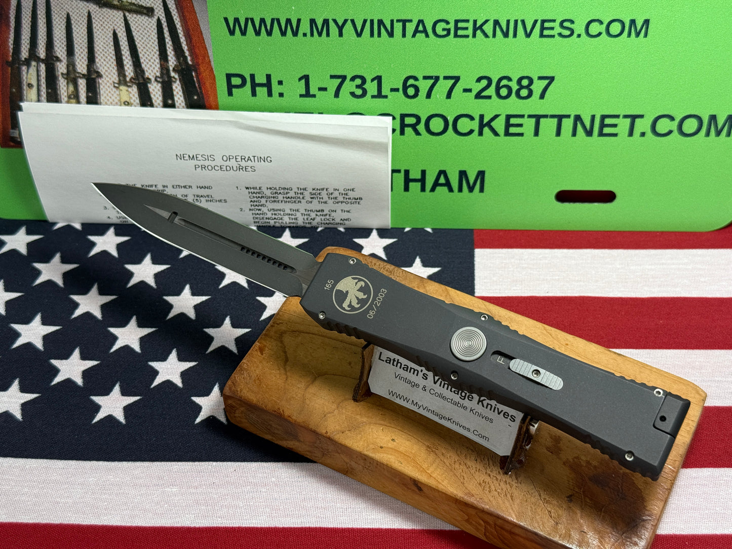 MICROTECH USA 06/2003 NEMESIS II OTF SINGLE ACTION VERO BEACH FL TACTICAL AUTOMATIC KNIFE METAL HANDLES