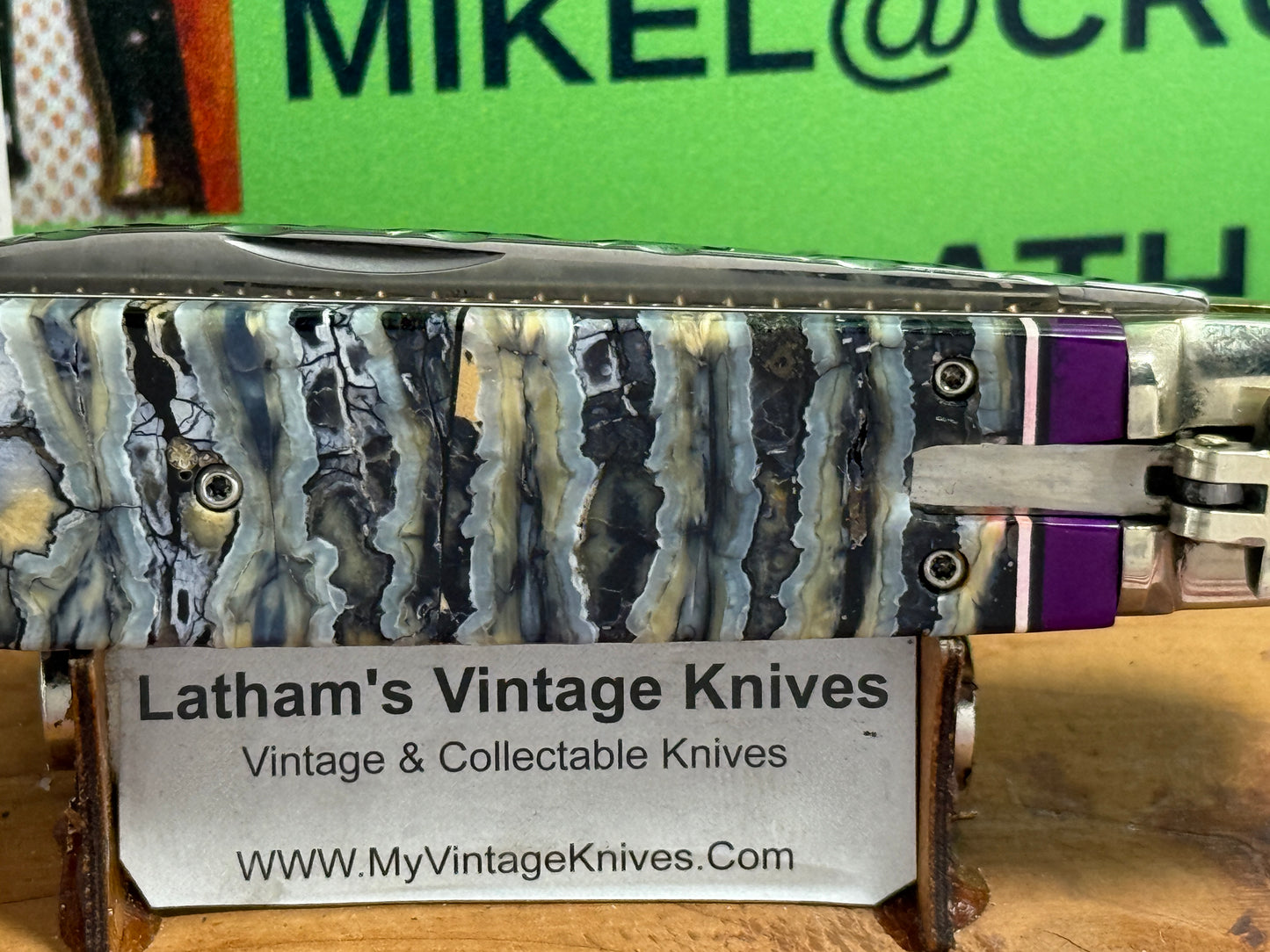 BOKER SOLINGEN GERMANY 1975-80 LEVER AUTOMATIC TREE BRAND CLASSIC CUSTOMIZED BODY GERMAN AUTOMATIC KNIFE CUSTOM MAMMOTH TOOTH HANDLES