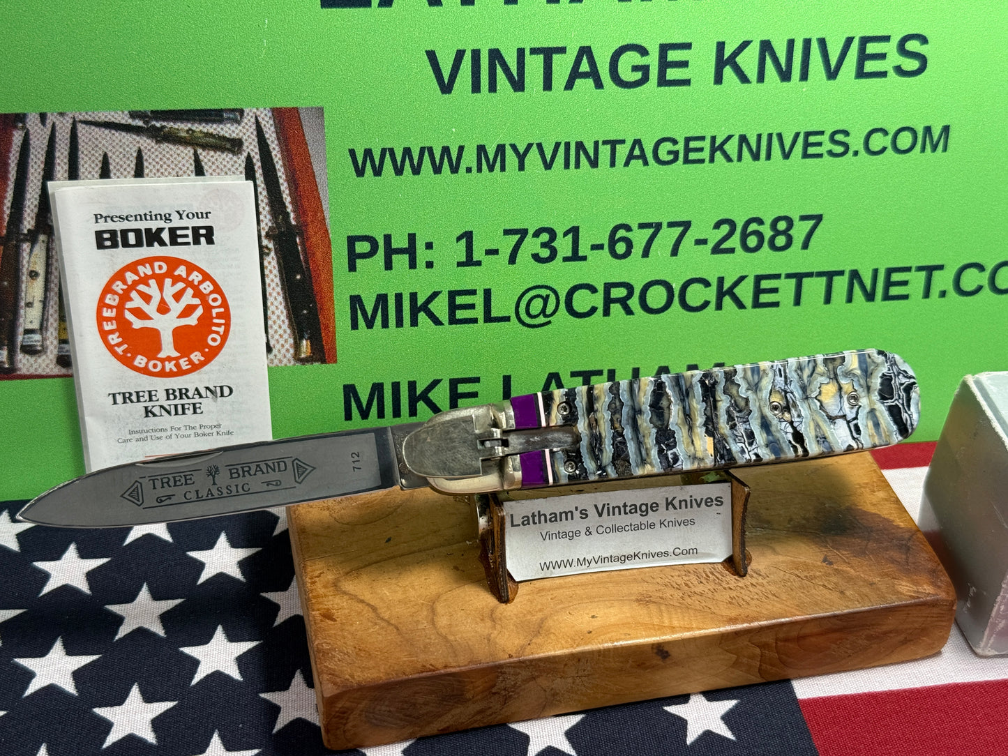 BOKER SOLINGEN GERMANY 1975-80 LEVER AUTOMATIC TREE BRAND CLASSIC CUSTOMIZED BODY GERMAN AUTOMATIC KNIFE CUSTOM MAMMOTH TOOTH HANDLES