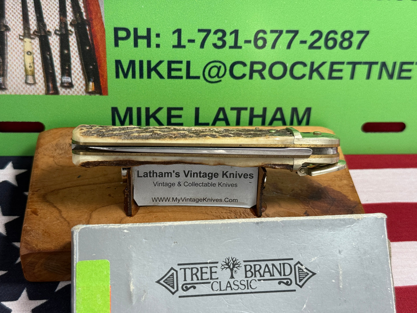 BOKER SOLINGEN GERMANY 1975-80 LEVER AUTOMATIC TREE BRAND CLASSIC 715 GERMAN AUTOMATIC KNIFE STAG HANDLES