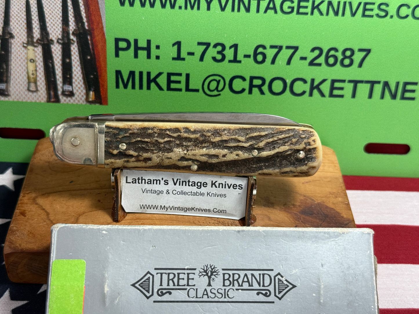 BOKER SOLINGEN GERMANY 1975-80 LEVER AUTOMATIC TREE BRAND CLASSIC 715 GERMAN AUTOMATIC KNIFE STAG HANDLES