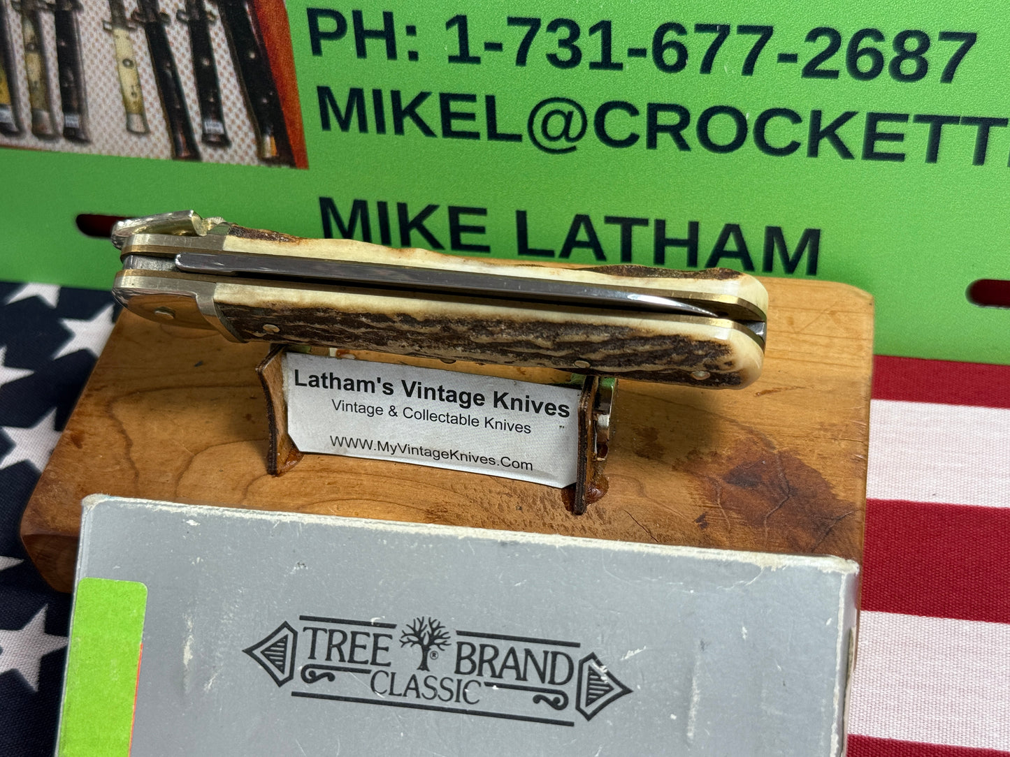 BOKER SOLINGEN GERMANY 1975-80 LEVER AUTOMATIC TREE BRAND CLASSIC 715 GERMAN AUTOMATIC KNIFE STAG HANDLES