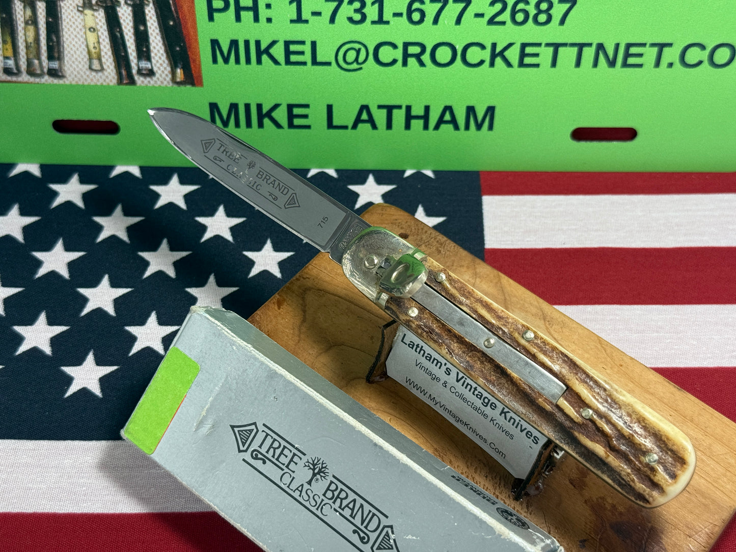 BOKER SOLINGEN GERMANY 1975-80 LEVER AUTOMATIC TREE BRAND CLASSIC 715 GERMAN AUTOMATIC KNIFE STAG HANDLES