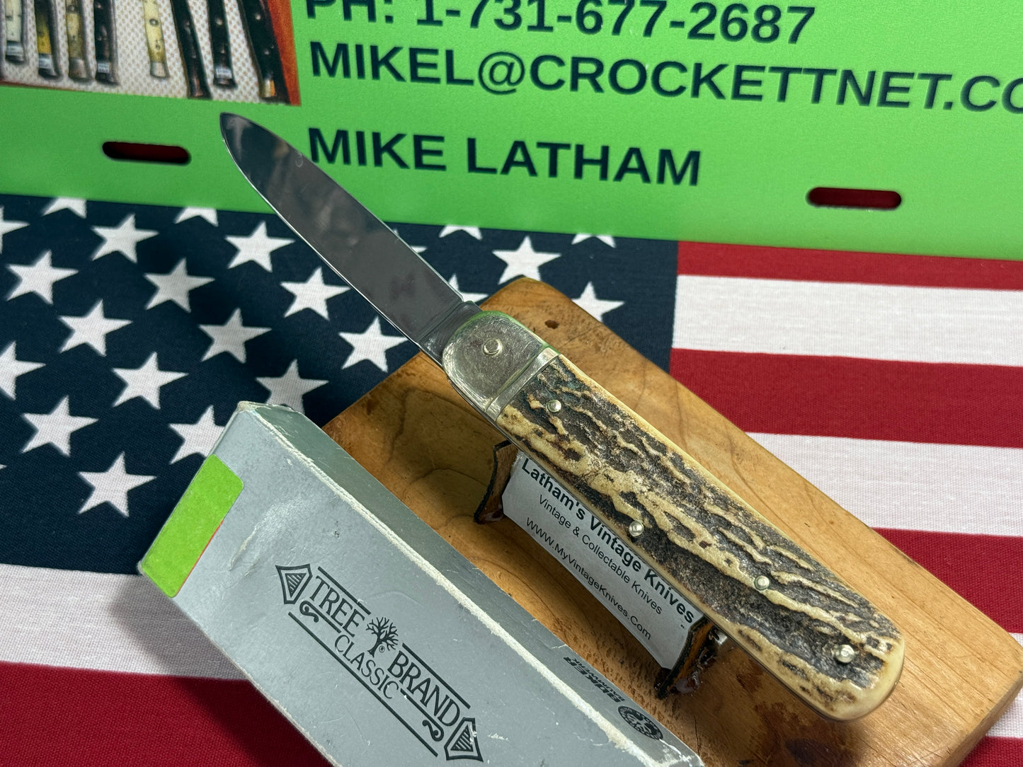 BOKER SOLINGEN GERMANY 1975-80 LEVER AUTOMATIC TREE BRAND CLASSIC 715 GERMAN AUTOMATIC KNIFE STAG HANDLES