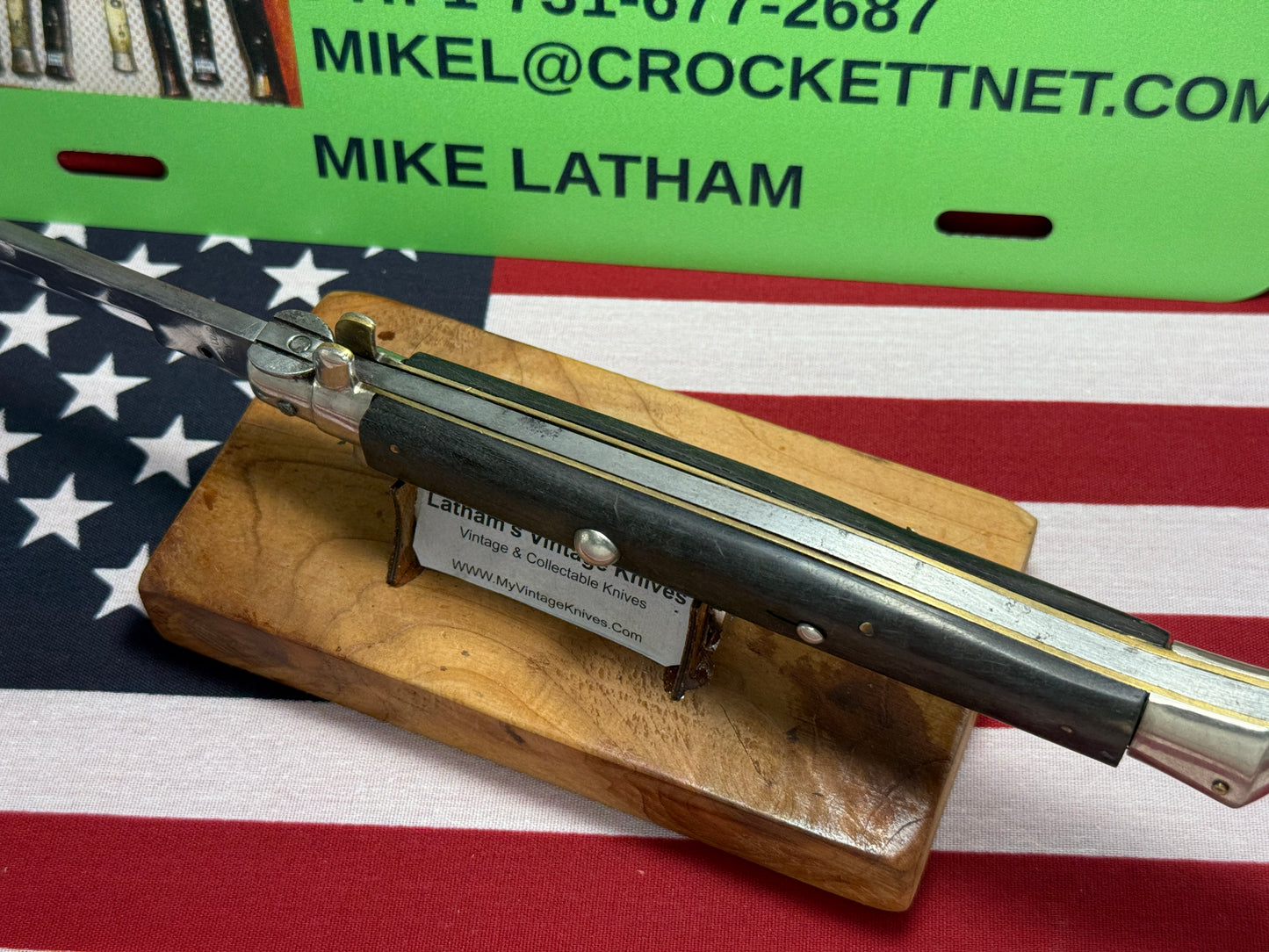 S.M. CO. ITALY 1950-56 PICK LOCK STILETTO 33 CM ITALIAN AUTOMATIC KNIFE BUFFALO HORN HANDLES