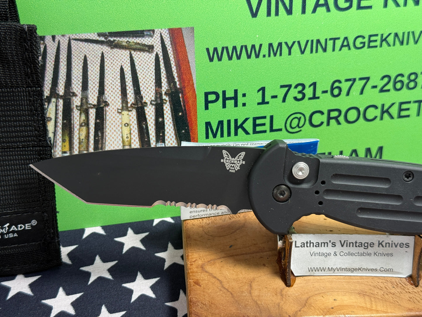 BENCHMADE USA 11/2018 AFO II TANTO 9052SBK TACTICAL AUTOMATIC KNIFE BLACK METAL HANDLES