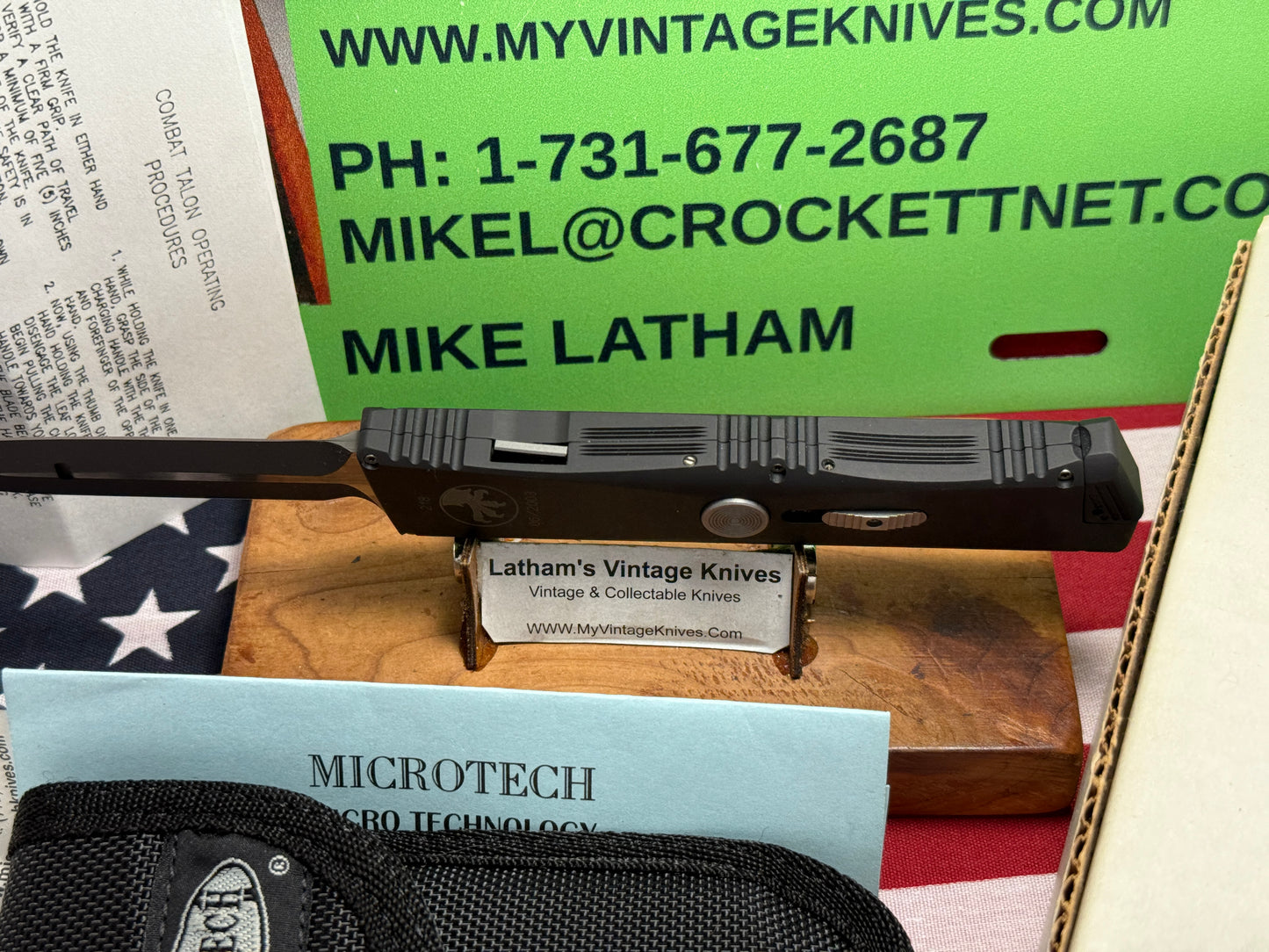 MICROTECH USA 06/2003 COMBAT TALON III SINGLE ACTION OTF VINTAGE TACTICAL AUTOMATIC KNIFE BLACK METAL--NIB